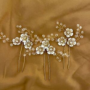 NWOT Floral Bridal Hair Pins Hollywood Glam (Set-of-3)